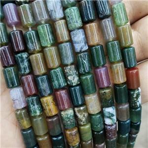 Natural Indian Agate Tube Beads Multicolor, approx 6-10mm