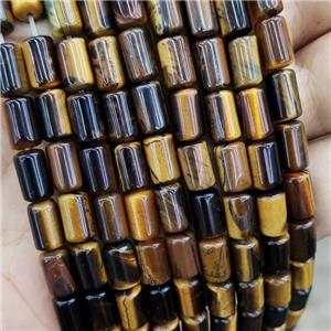Natural Tiger Eye Stone Tube Beads, approx 6-10mm