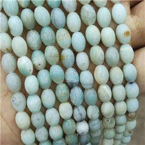 Natural Blue Amazonite Rice Beads Barrel, approx 6-8mm