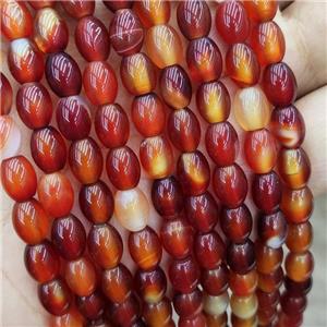 Natural Agate Beads Red Dye Rice, approx 6-8mm
