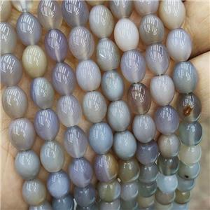 Natural Gray Agate Rice Beads Barrel, approx 8-10mm
