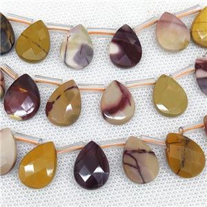 Natural Mookaite Beads Multicolor Faceted Teardrop Topdrilled, approx 13-18mm