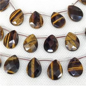 Natural Tiger Eye Stone Beads Faceted Teardrop Topdrilled, approx 13-18mm