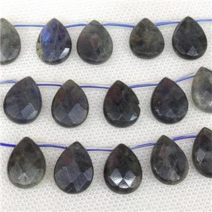 Natural Labradorite Beads Faceted Teardrop Topdrilled, approx 13-18mm