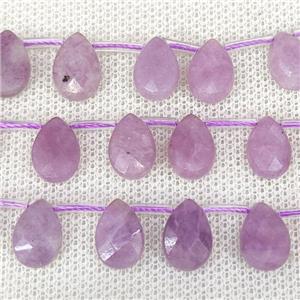 Natural Lepidolite Beads Purple Faceted Teardrop Topdrilled, approx 8-12mm