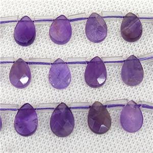 Natural Amethyst Beads Purple Faceted Teardrop Topdrilled, approx 8-12mm