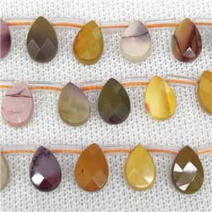 Natural Mookaite Beads Multicolor Faceted Teardrop Topdrilled, approx 8-12mm