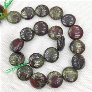 Natural Bloodstone Beads Circle Green, approx 20mm