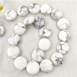 White Howlite Turquoise Circle Beads, approx 20mm