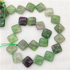 Natural Fluorite Beads Green Square, approx 15mm