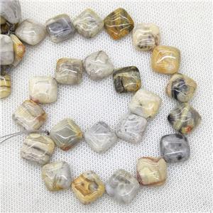 Natural Crazy Lace Agate Beads Square Yellow Corner-Drilled, approx 15mm