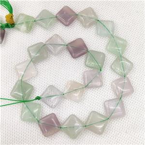 Natural Fluorite Beads Green Square Corner-Drilled, approx 15mm