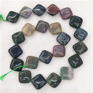 Natural Indian Agate Beads Multicolor Square Corner-Drilled, approx 15mm