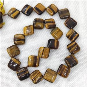 Natural Tiger Eye Stone Beads Square Corner-Drilled, approx 15mm