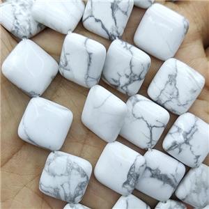 Natural White Howlite Turquoise Beads Square Corner-Drilled, approx 15mm