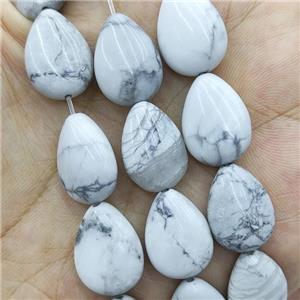 White Howlite Turquoise Teardrop Beads, approx 13-18mm, 22pcs per st