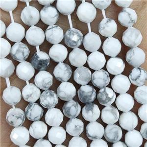 Natural White Howlite Turquoise Beads Faceted Round, approx 4.7-5.5mm