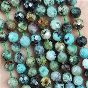African Turquoise Beads Green Faceted Round, approx 4.7-5.5mm