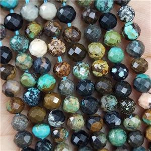 Natural Turquoise Beads C-Grade Faceted Round Multicolor, approx 4.7-5.5mm