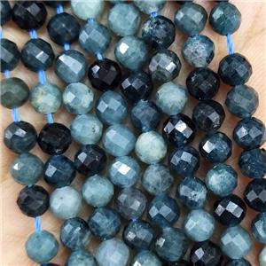 Natural Tourmaline Beads Blue Black Faceted Round, approx 4.7-5.5mm