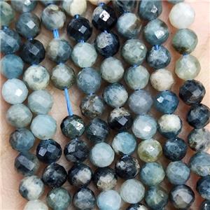 Natural Tourmaline Beads Blue Black B-Grade Faceted Round, approx 4.7-5.5mm
