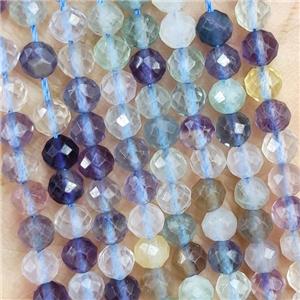 Natural Fluorite Beads Multicolor Faceted Round, approx 4.7-5.5mm