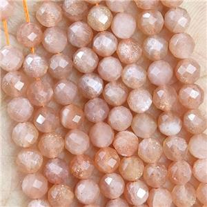 Natural Peach Sunstone Beads Faceted Round, approx 4.7-5.5mm