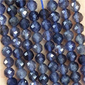 Natural Iolite Beads Inkblue Faceted Round, approx 4.7-5.5mm