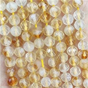 Natural Citrine Beads Yellow Faceted Round, approx 4.7-5.5mm
