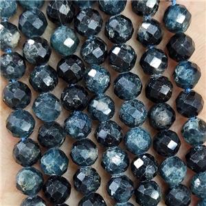 Natural Tourmaline Beads Blue Black Faceted Round, approx 5.6-6mm