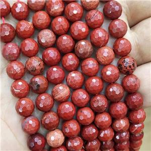 Natural Red Jasper Beads Faceted Round, approx 10mm dia