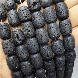 Black Lave Stone Barrel Beads, approx 13-18mm, 22pcs per st