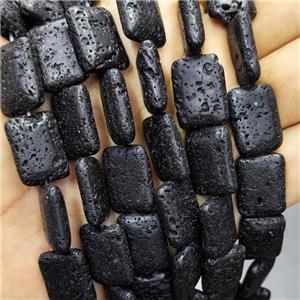 Black Lave Stone Rectangle Beads, approx 13-18mm, 22pcs per st