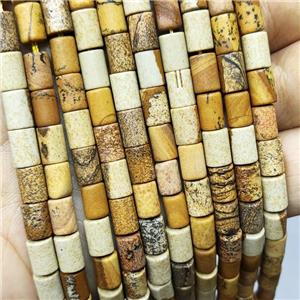 Natural Picture Jasper Tube Beads, approx 6-8mm