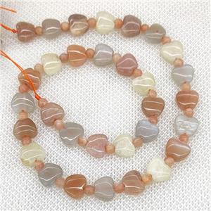 Natural Moonstone Apple Beads Multicolor, approx 10mm