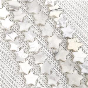 White Howlite Turquoise Star Beads, approx 8mm