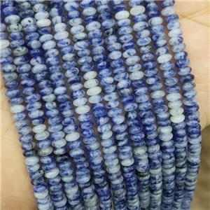 Natural Blue Dalmatian Jasper Beads Smooth Rondelle, approx 2x4mm