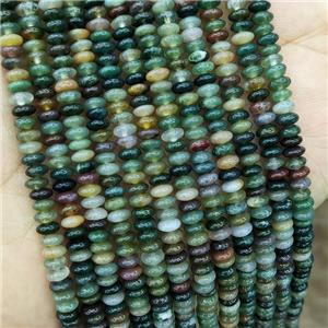 Natural Indian Agate Beads Green Smooth Rondelle, approx 2x4mm