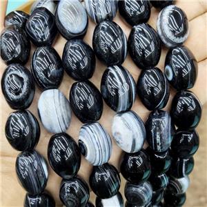 Natural Stripe Agate Barrel Beads Black Bands, approx 15x20mm