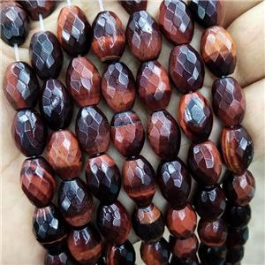 Natural Tiger Eye Stone Beads Faceted Rice Red Dye, approx 10-14mm