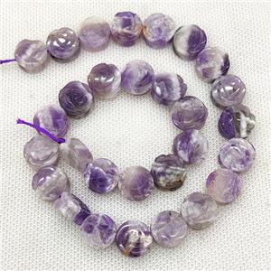 Natural Dogtooth Amethyst Flower Beads Carved Amethyst, approx 14mm, 28pcs per st