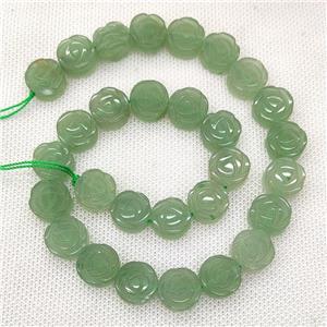 Natural Green Aventurine Flower Beads Carved, approx 14mm, 28pcs per st