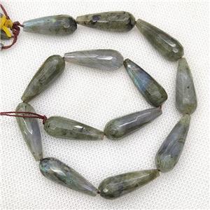 Natural Labradorite Beads Faceted Teardrop, approx 10-30mm, 13pcs per st