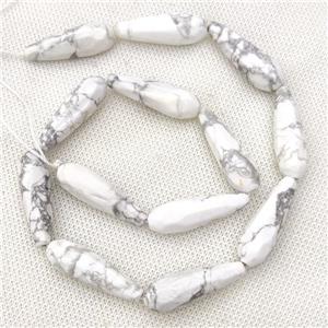 Natural White Howlite Turquoise Beads Faceted Teardrop, approx 10-30mm, 13pcs per st