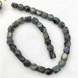 Natural Green Kambaba Jasper Beads Freeform Faceted, approx 9-11mm