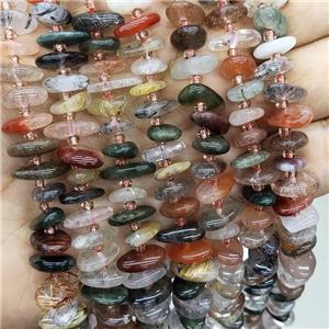 Natural Rutilated Quartz Spacer Beads Multicolor Freeform Chips, approx 9-12mm