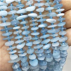 Natural Aquamarine Spacer Beads Blue Freeform Chips, approx 9-12mm