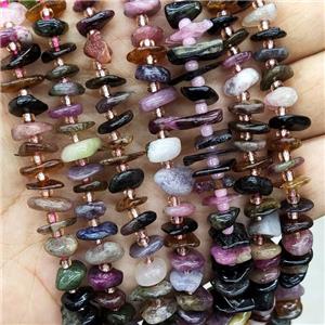 Natural Tourmaline Spacer Beads Multicolor Freeform Chips, approx 9-12mm