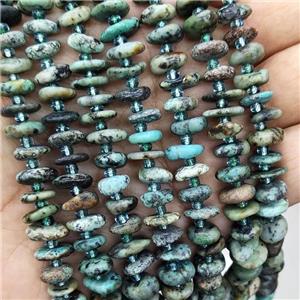 Natural African Turquoise Spacer Beads Green Freeform Chips, approx 9-12mm