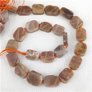 Natural Peach Sunstone Rectangle Beads, approx 10-15mm